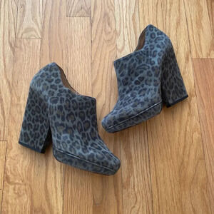 DRIES Van Noten sz 40 wedge heel green black suede booties side zip, gorgeous!